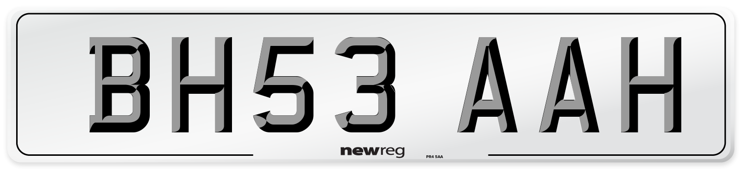 BH53 AAH Number Plate from New Reg